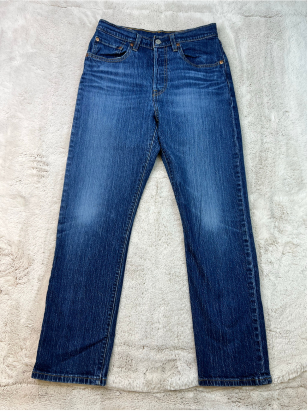 Levis 501 Straight Leg Jeans Size 27x30 Dark Wash Denim Stretch